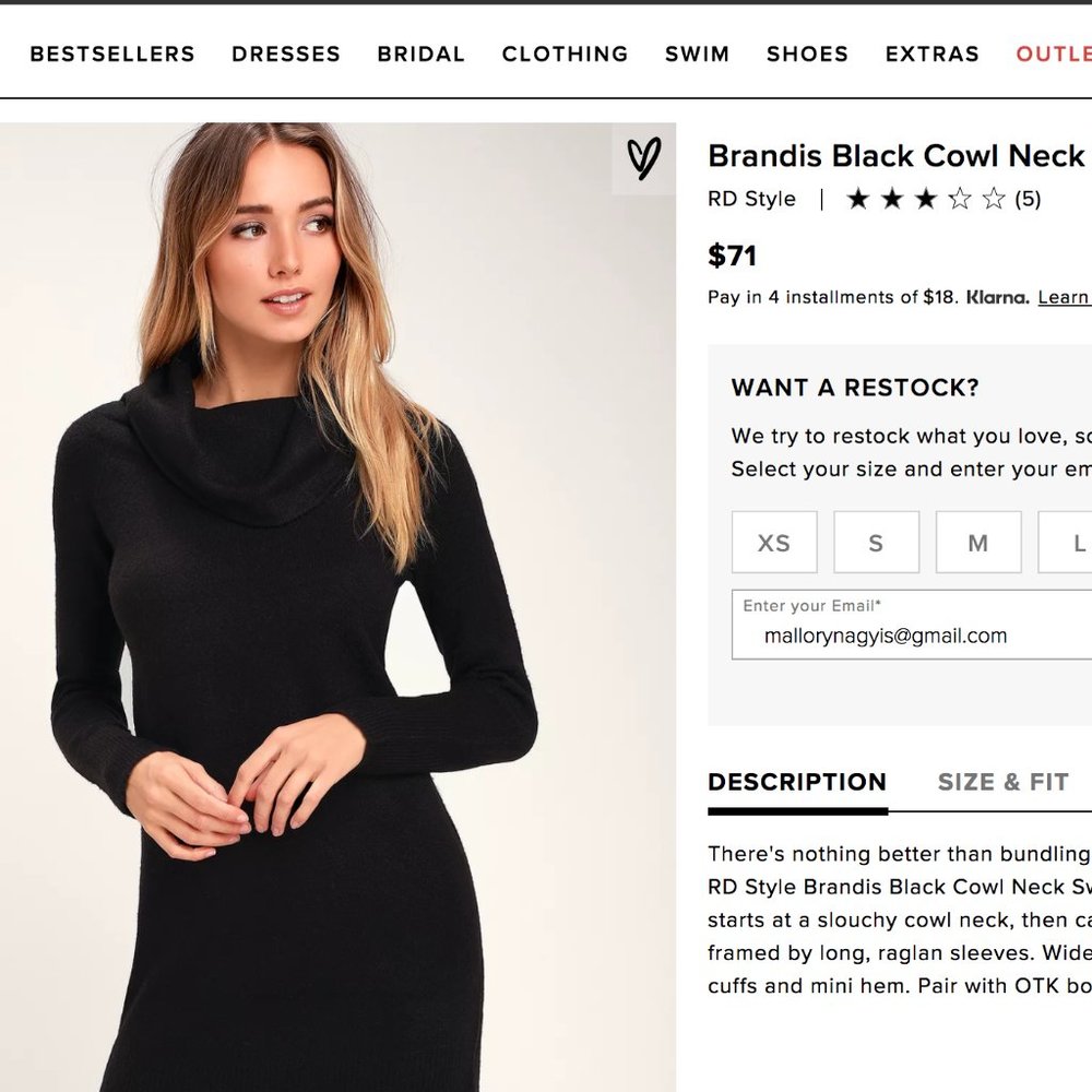Lulu's Black Turtleneck Sweater Dress